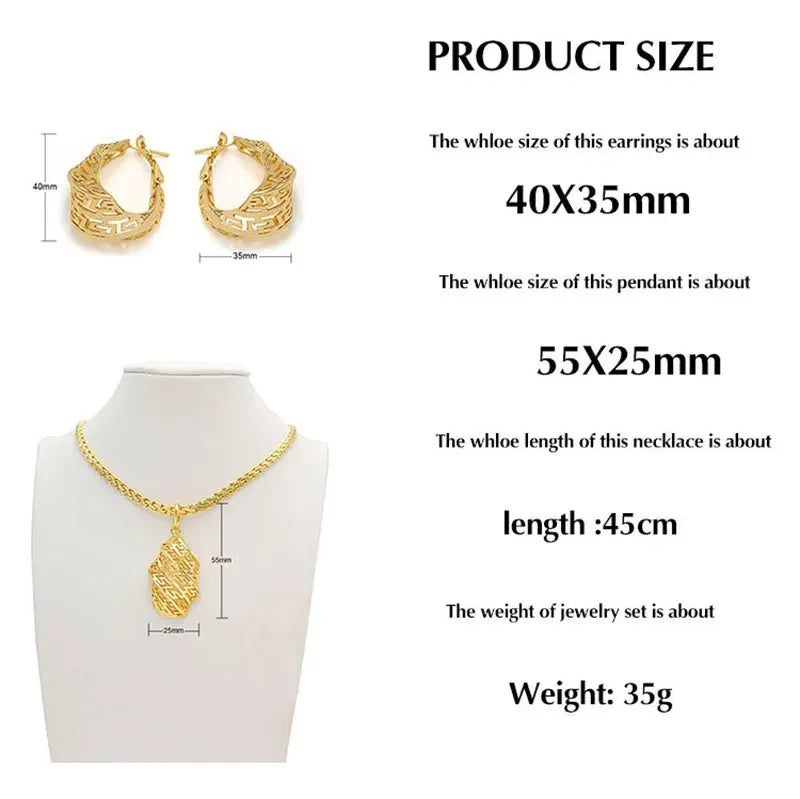 XOTICA Dubai Collection 18k Gold Plated Bridal Jewelry Set for Women Luxury African Style Necklace and Earrings for Weddings Parties