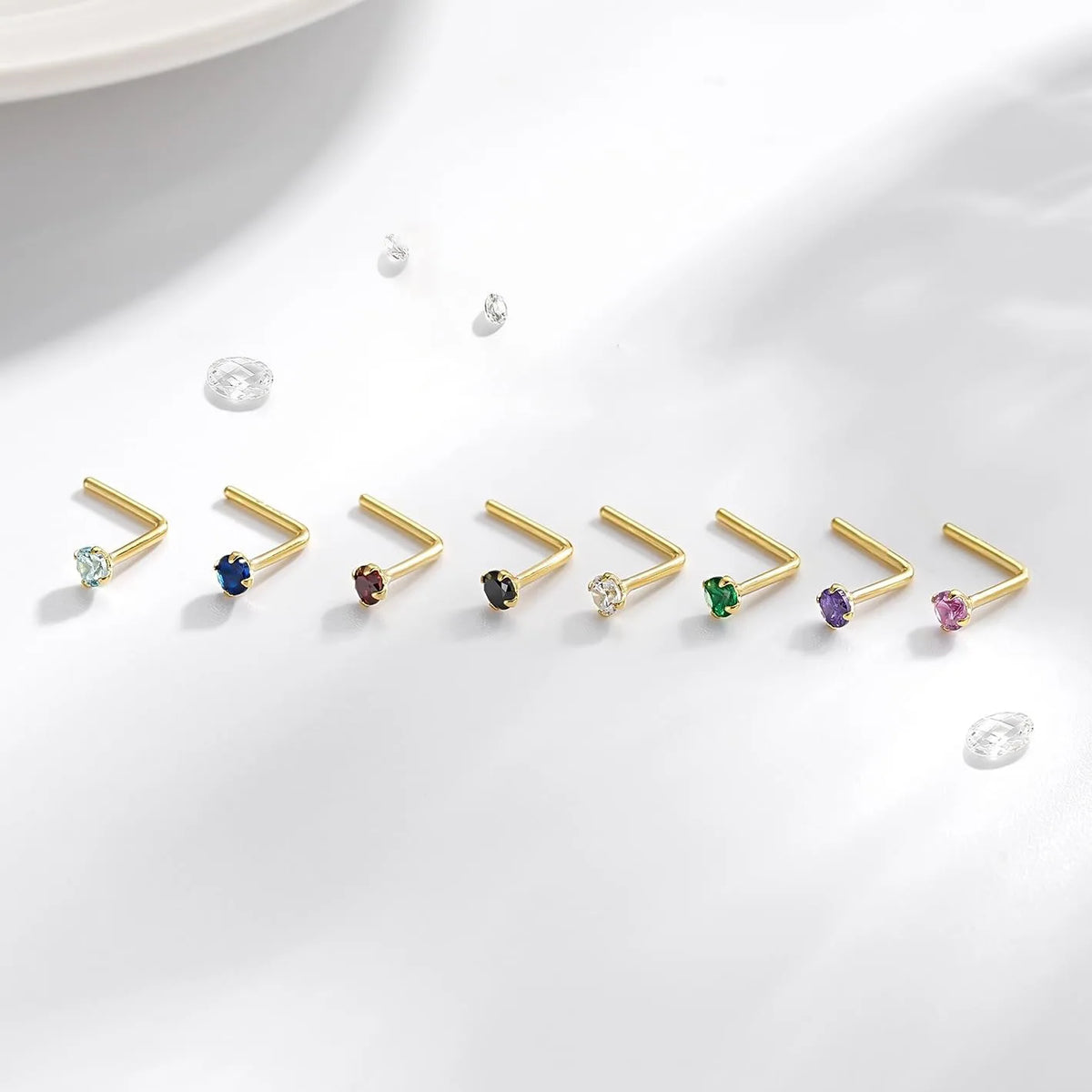 S&S 925 Silver 3mm Diamond Nose Pin Stud | Gold & White Gold Plated