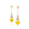 18K Gold Lab Grown Yellow Sapphire Gemstone Real Diamond Drop Earrings Luxurious Fine Fashionable Wedding Party Jewelry Earrings