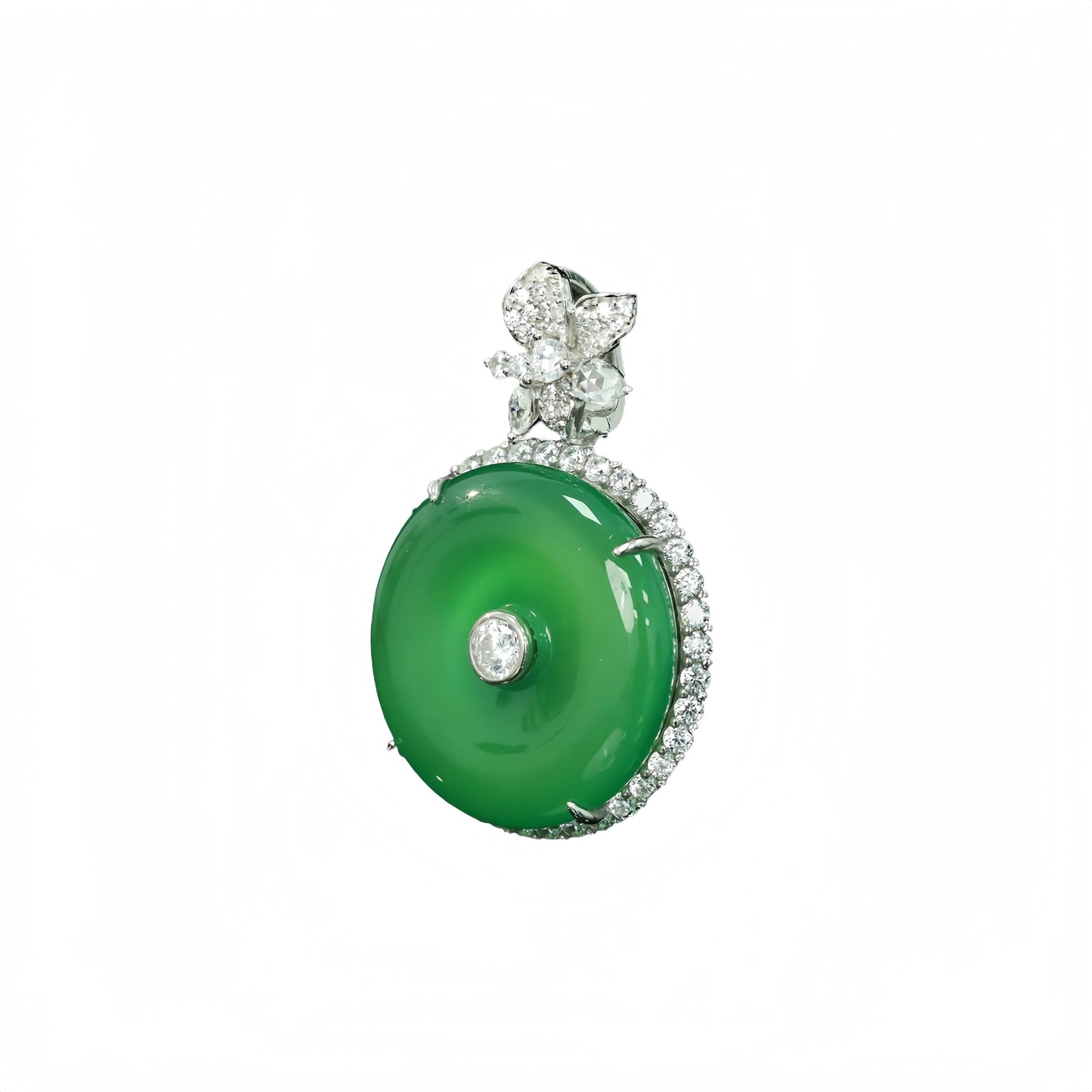 MUSHAN Jewelry Factory 925 Silver Luxury Geometric Chain Necklaces High Carbon Diamond Inlaid Emerald Green Pendant Necklace