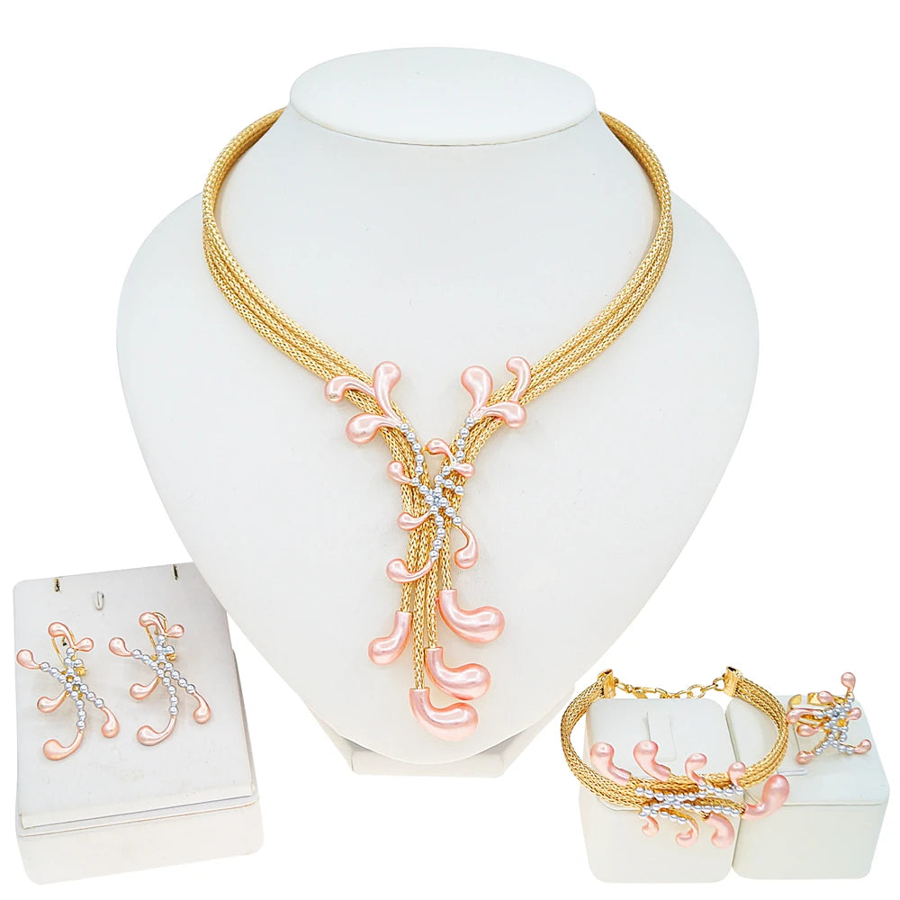 Zhuerrui Italiano Gold Designs Women Jewellery Set Party Fine Costume Jewelry Set Luxury Big Necklace Jewellery Sets X0008230