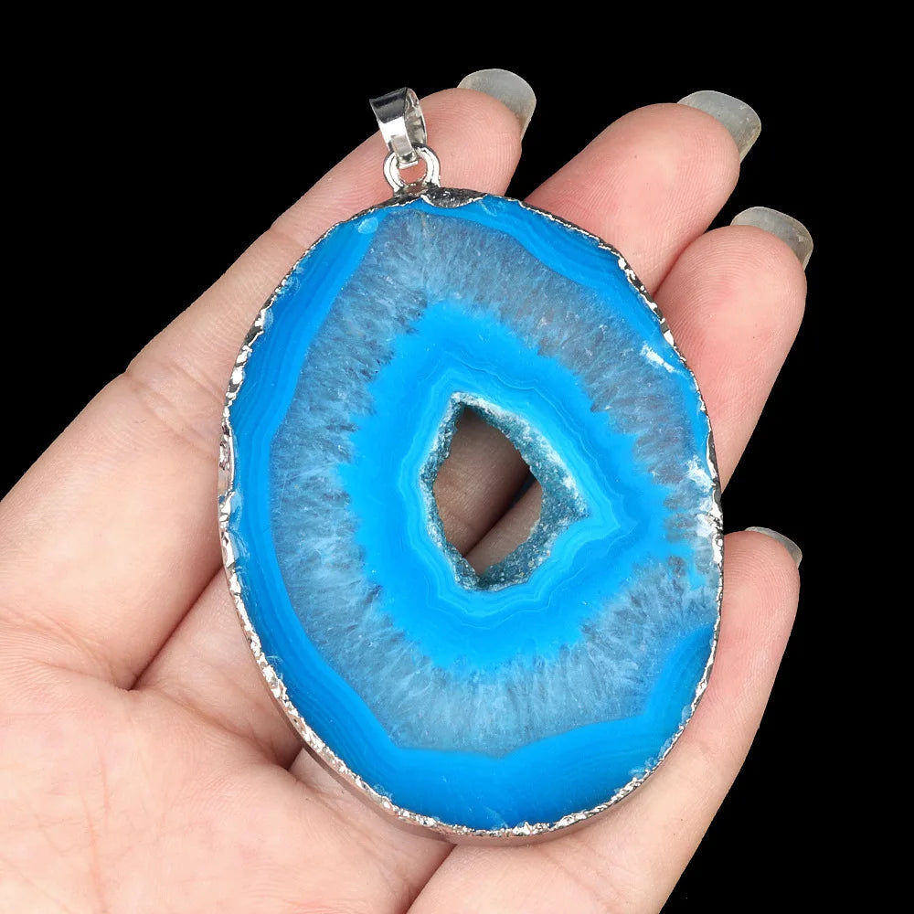XOTICA Natural Stones Agate Crystal Pendant Gold Plated Gemstone Druzy Necklace Pendants for Women Fashion Jewelry