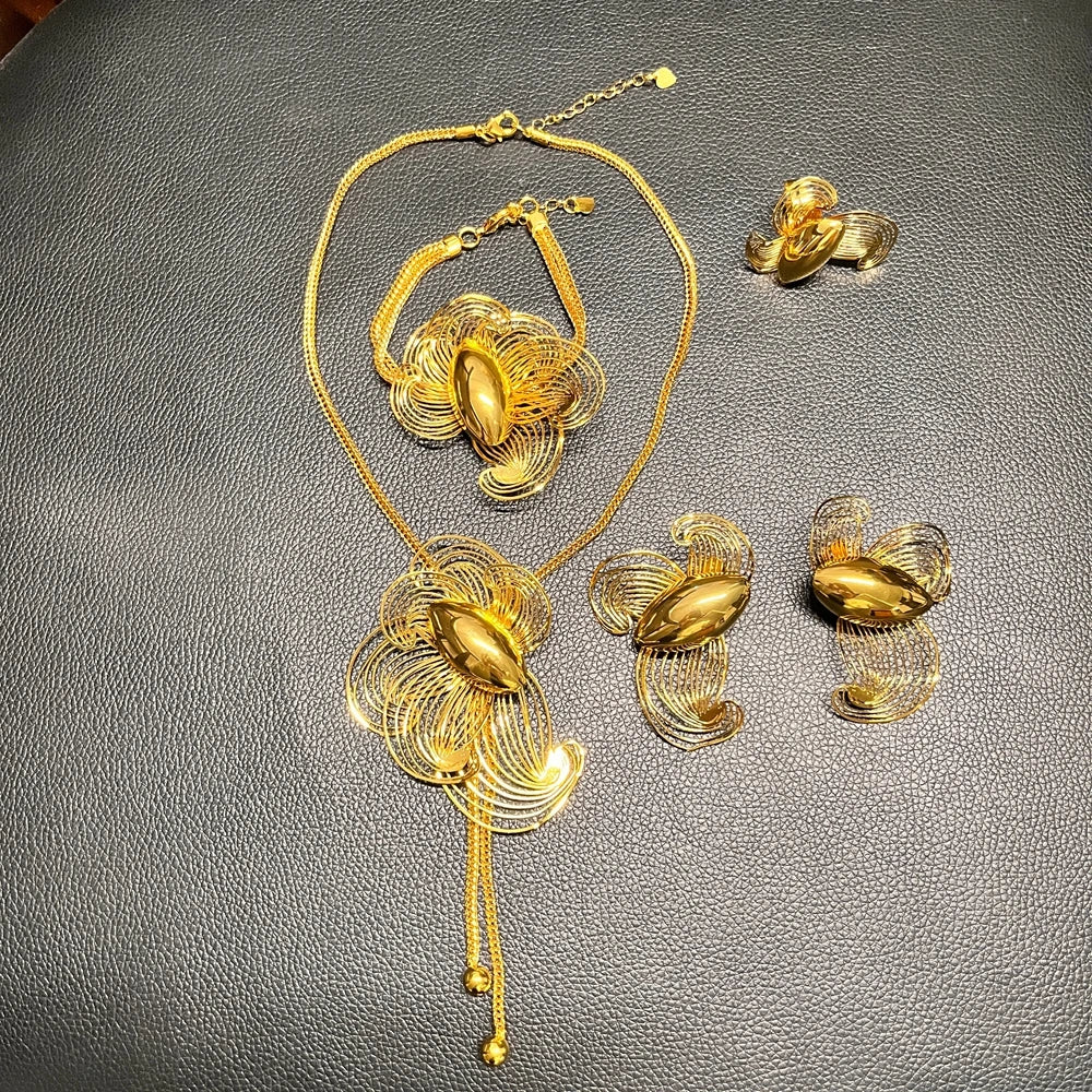 Italian Jewelry Set Alloy Brazilian Jewelry Sets Wedding Party Pendant Necklace Bracelet Ring Earrings Jewelry Set HE2550120
