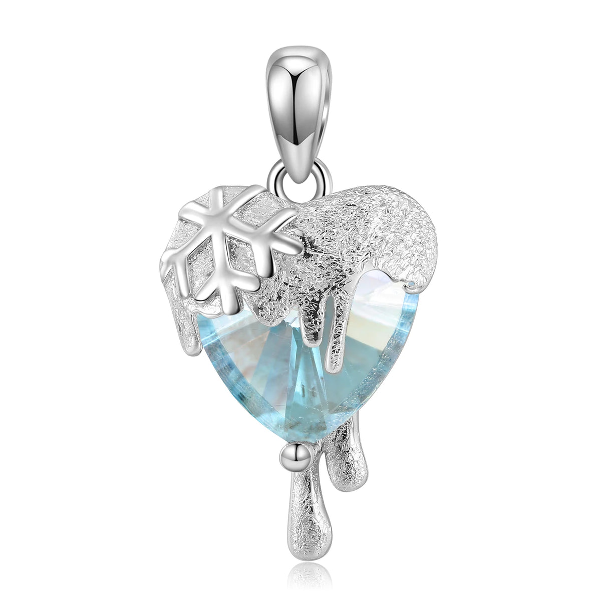 S&S Flower & Heart Crystal 925 Silver Pendant | Zircon Charm Necklace Accessory | S&S Collection