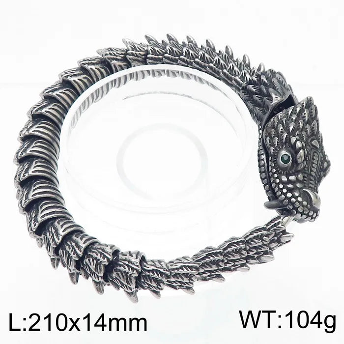 KALEN 210mm Men Punk Stainless Steel Links Bracelet With Vivid Chinese Dragon Head Clasp