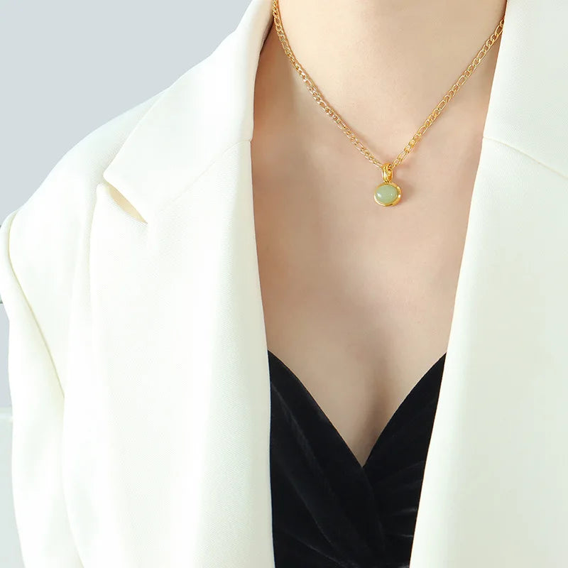 French Style Pendant Necklace & Earrings | Gold Plated Stainless Steel Everyday Fashion Jewellery
