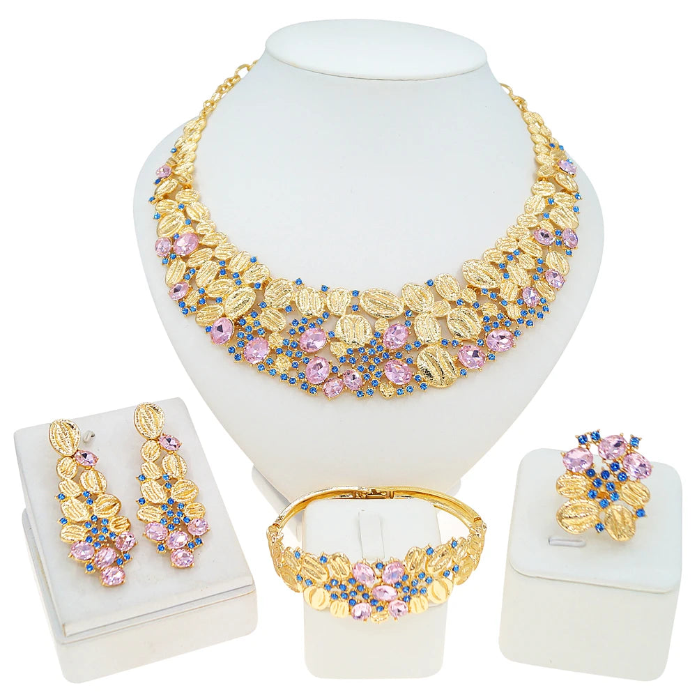Zhuerrui Nigerian 18k Gold Plated Jewelry Set Brazil Gold Designer Wedding Jewellery Set Fashion Necklaces Jewelry Sets I006020