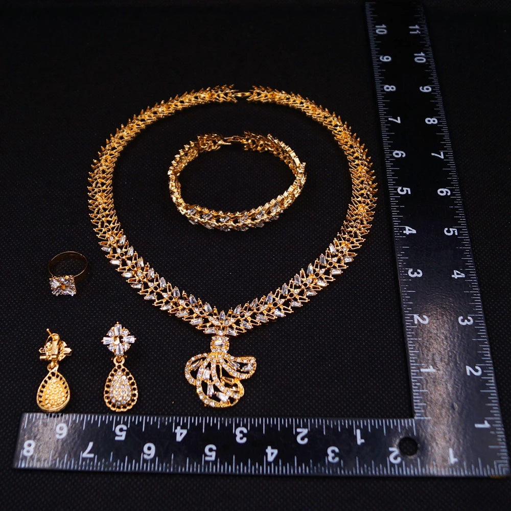 Zhuerrui Nigerian 18k Gold Plated Jewelry Set Brazil Gold Designer Wedding Jewellery Set Fashion Necklaces Jewelry SetsHB00915