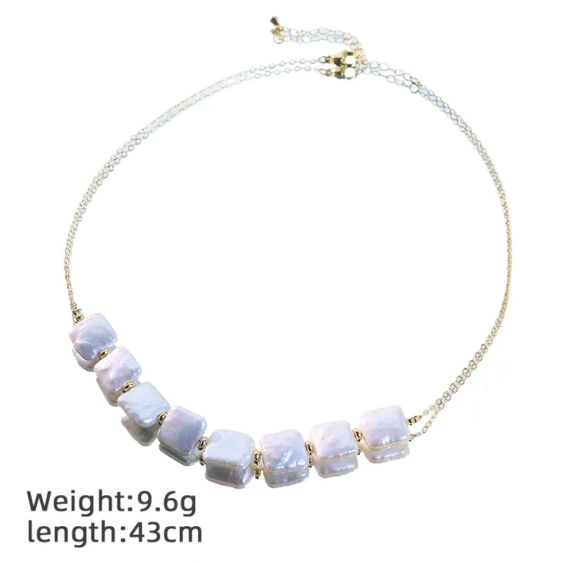 GLSEEVO Natural Freshwater Square Baroque Pearl Jewelry Set | Necklace & Bracelet | GS0237 | STYLISTA Collection
