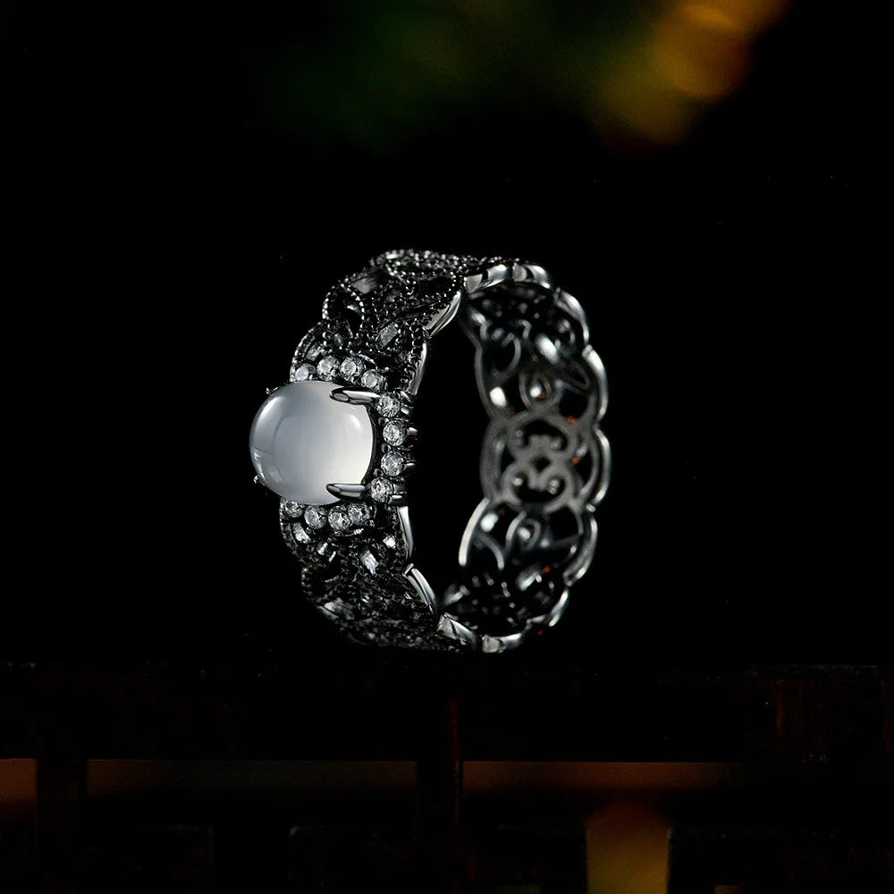 MuShan Jewelry Factory Cross Border Bestseller 925 Silver High Carbon Diamond Platinum Plated Luxury Bow Ring for Wedding Party