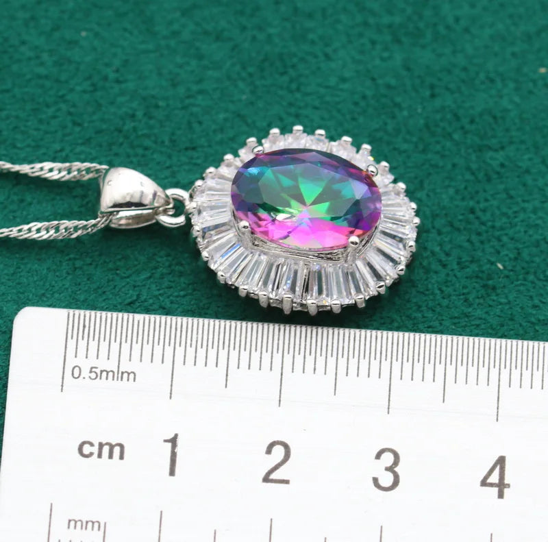 XOTICA AAA Custom Women's Wedding Silver Jewelry Raindrop Zircon Pendant Necklace with 18K Gold Plating Sets