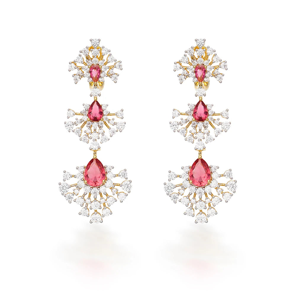 High-End Women's Gold Plated Water Droplet Necklace Earrings Set Exquisite Luxury Dress Accessories Inlaid Zirconium Gift