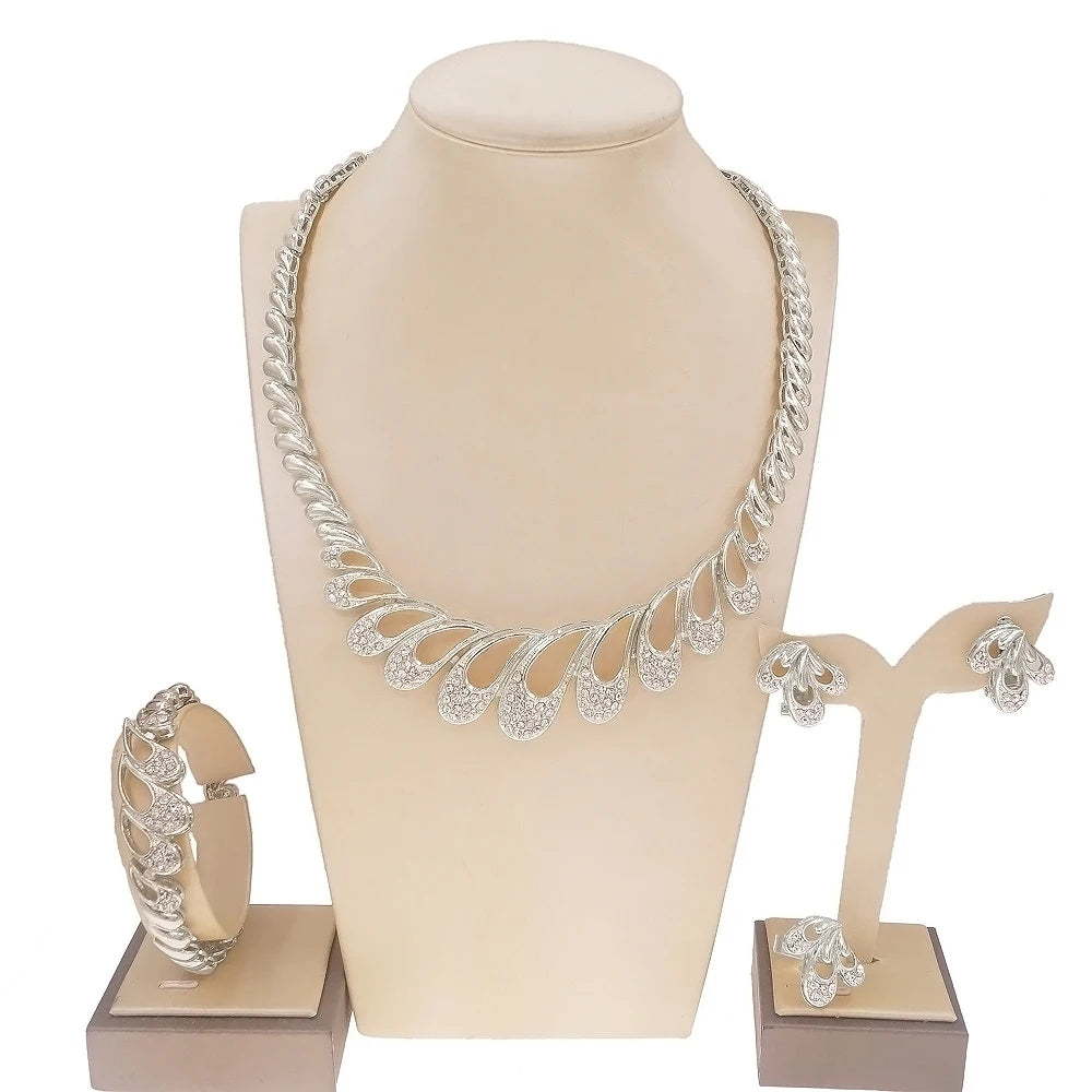 Zhuerrui Brand Designer Hot Selling Jewelry 18k Gold Wedding Jewelry Set Accessories Big Brazilian Gold Jewelry Sets HC10026