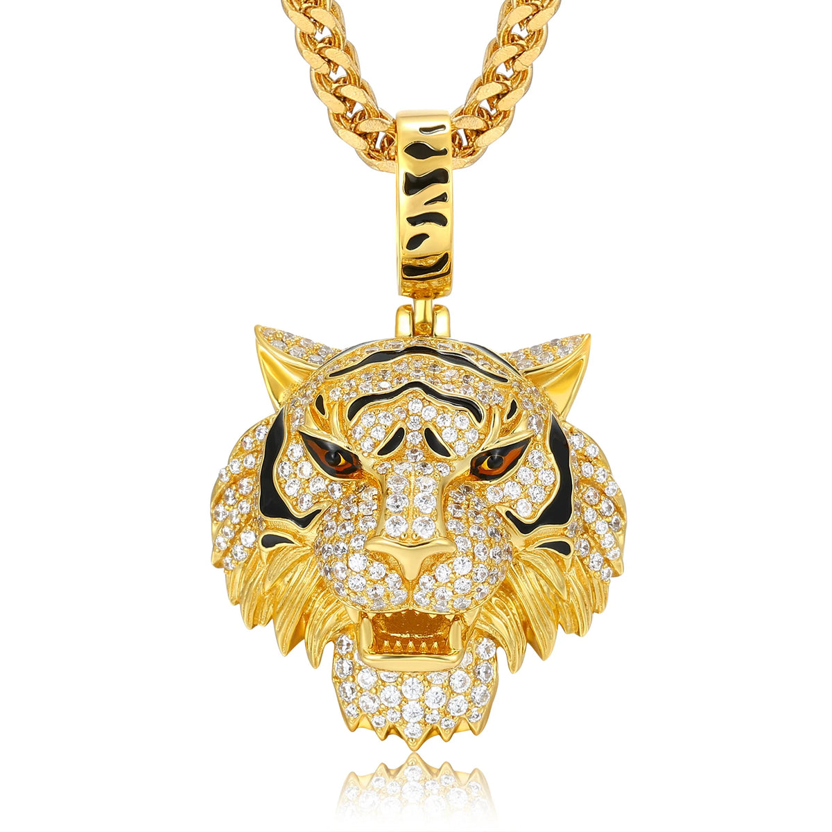 S&S 925 Silver VVS Moissanite Iced Out 3D Tiger Head Pendant | Hip-Hop Jewellery