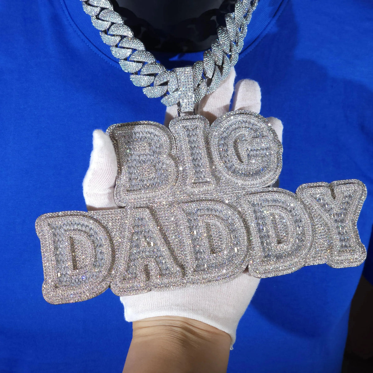 BiG-BOSS Buy Iced Out Silver Plated Moissanite Custom Name Necklace Baguette Letter Pendant Hip Hop Cuban Chain for Men's Luxury India