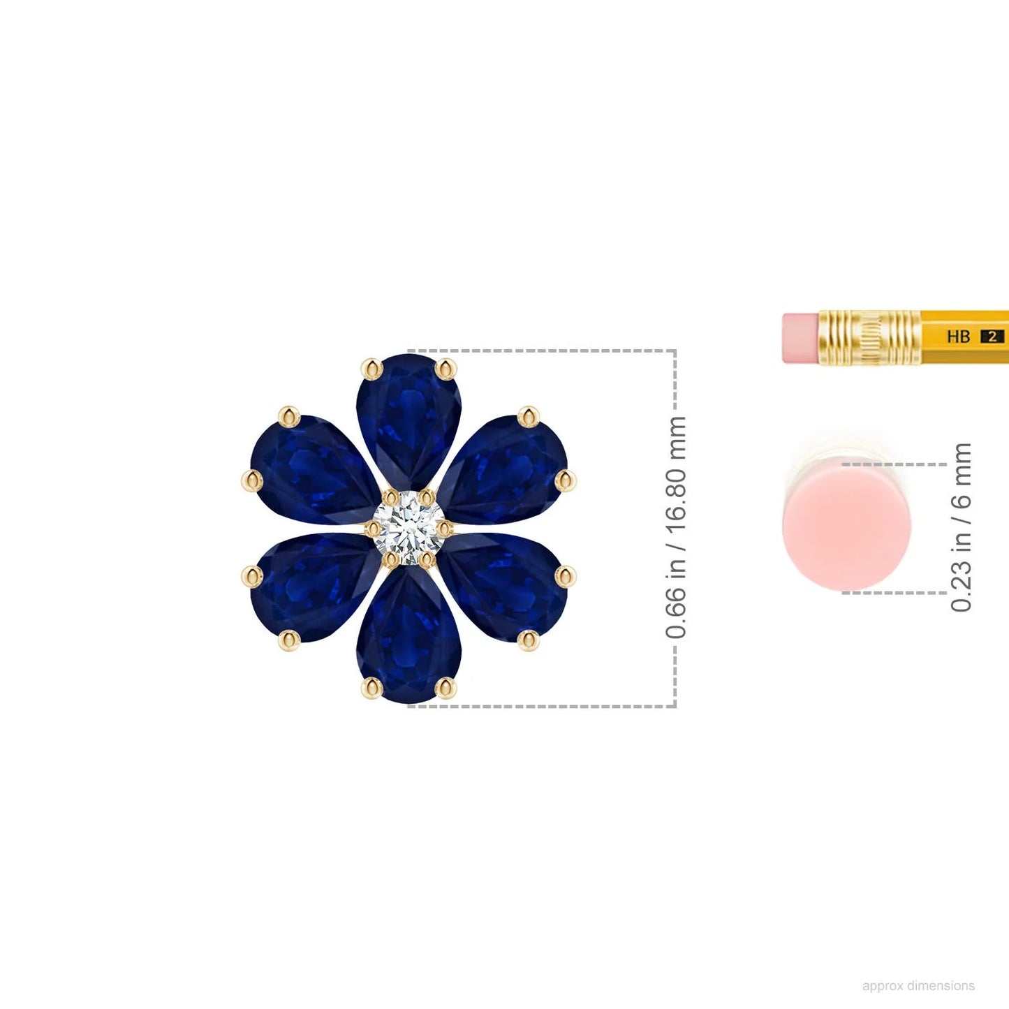 High Quality IGI Certified 6*4MM 2.1Ct Blue Sapphire Gemstone Flower Cluster Pendant with 0.07Ct Diamond In 14K 18K Solid Gold