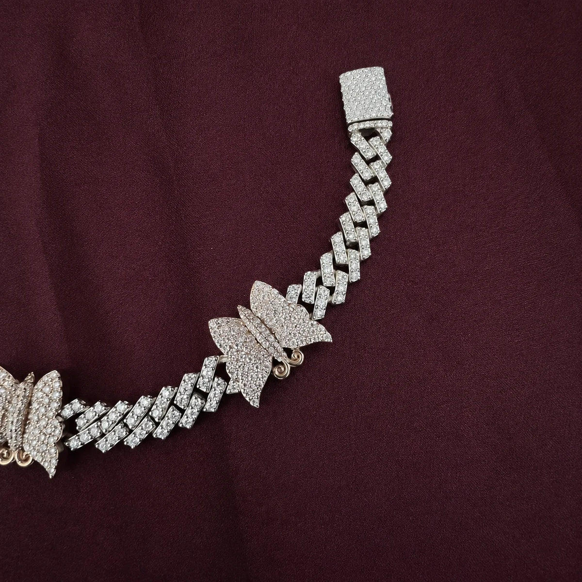 BiG-BOSS Luxury VVS1 Lab Grown Diamond Butterfly Bracelet Gold Plated Cushion Cut Fine Jewelry Sparkling Womens Gifts Bridal Party Wear