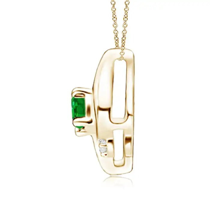 14K Solid Gold Natural Oval Emerald Shell Style Pendant With Diamond Classic Fine Jewellery Anniversary Gift For Her 2026
