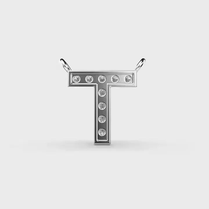 BiG-BOSS Krishnavii KP 130 T Shape Silver Plated Luxury Letter Pendant Fine Jewelry Charm Diamond Look Unisex Moissanite Party Gift Charm
