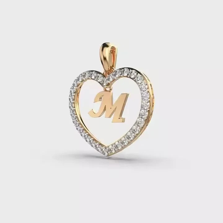 BiG-BOSS M in Heart Shape Custom Design Silver Love Alphabet Pendant with Moissanite New Price in India Diamond Pendants Charms
