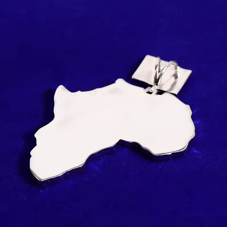 BiG-BOSS Iced Out Africa Map Pendant for Men with Flag Design Moissanite Stones Luxury Hip Hop Jewelry Statement Party Gift Style Pendant