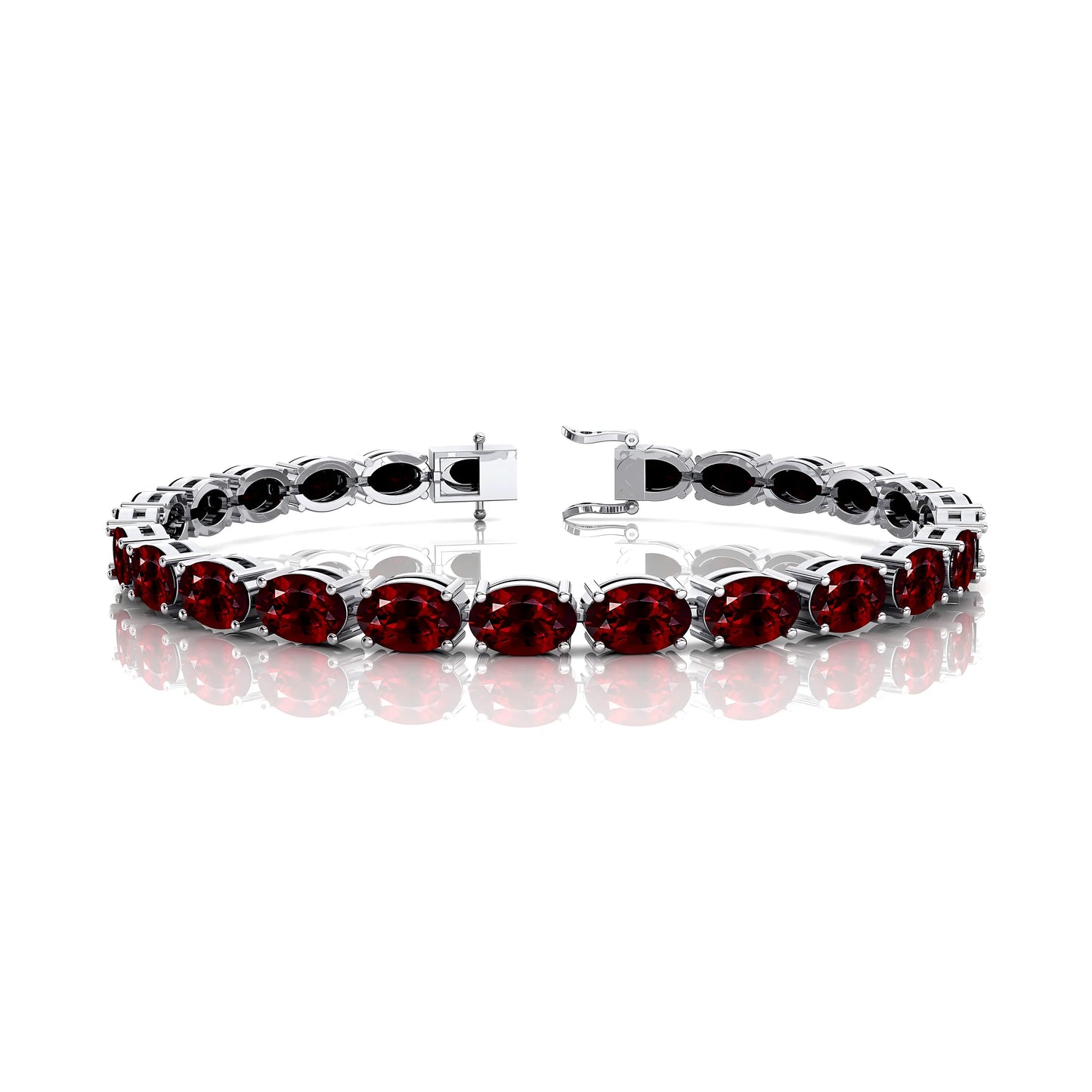 10K 14K Solid Gold Natural Red Garnet Tennis Bracelet Oval Cut 6x4 mm Gemstone 18K Pure Gold Tennis Bracelets for Gifts Parties