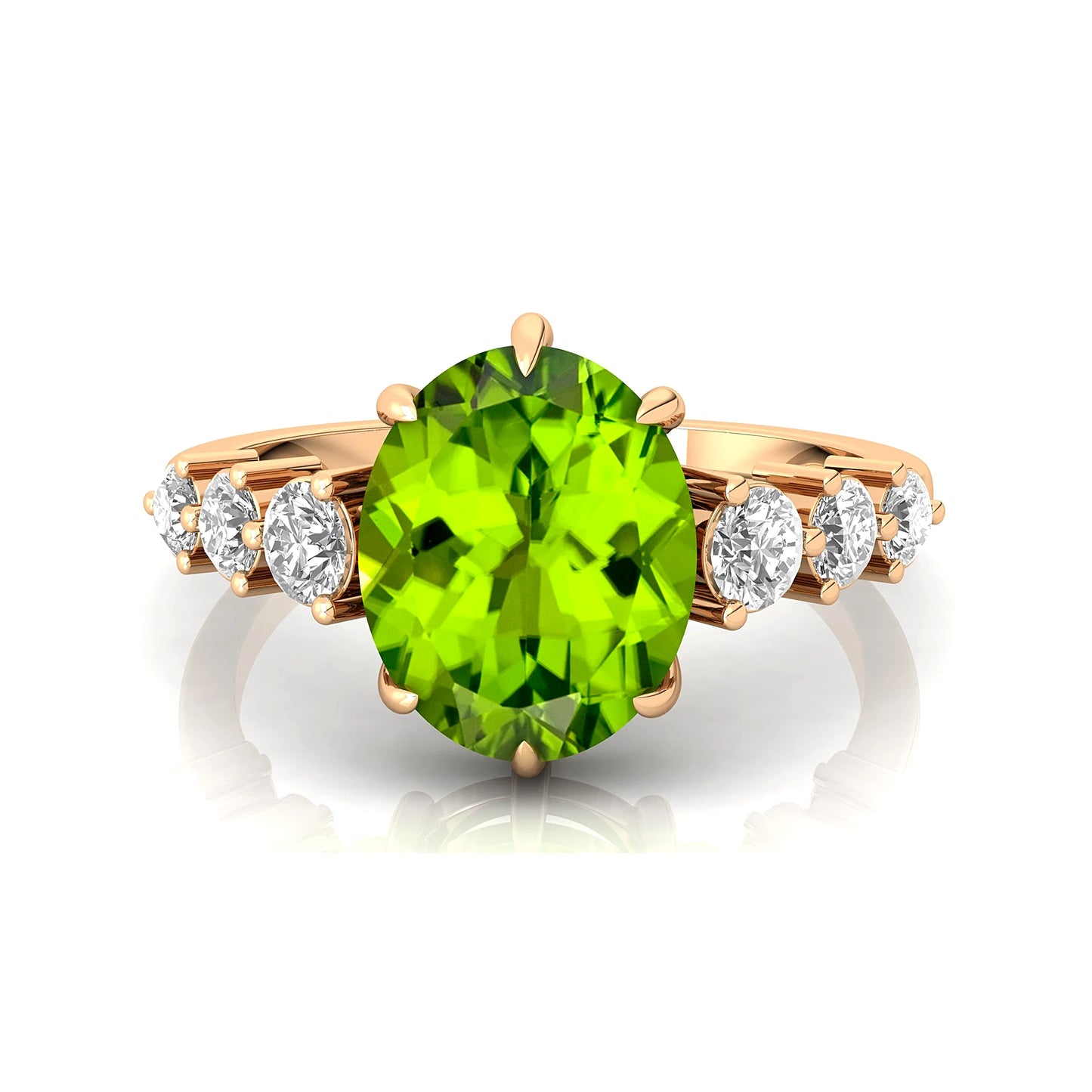 Natural Diamond Round Cut Peridot Gemstone Wedding Ring Solid 14k Pure Gold Handmade Gift Beloved Fine Jewelry Supplier OEM