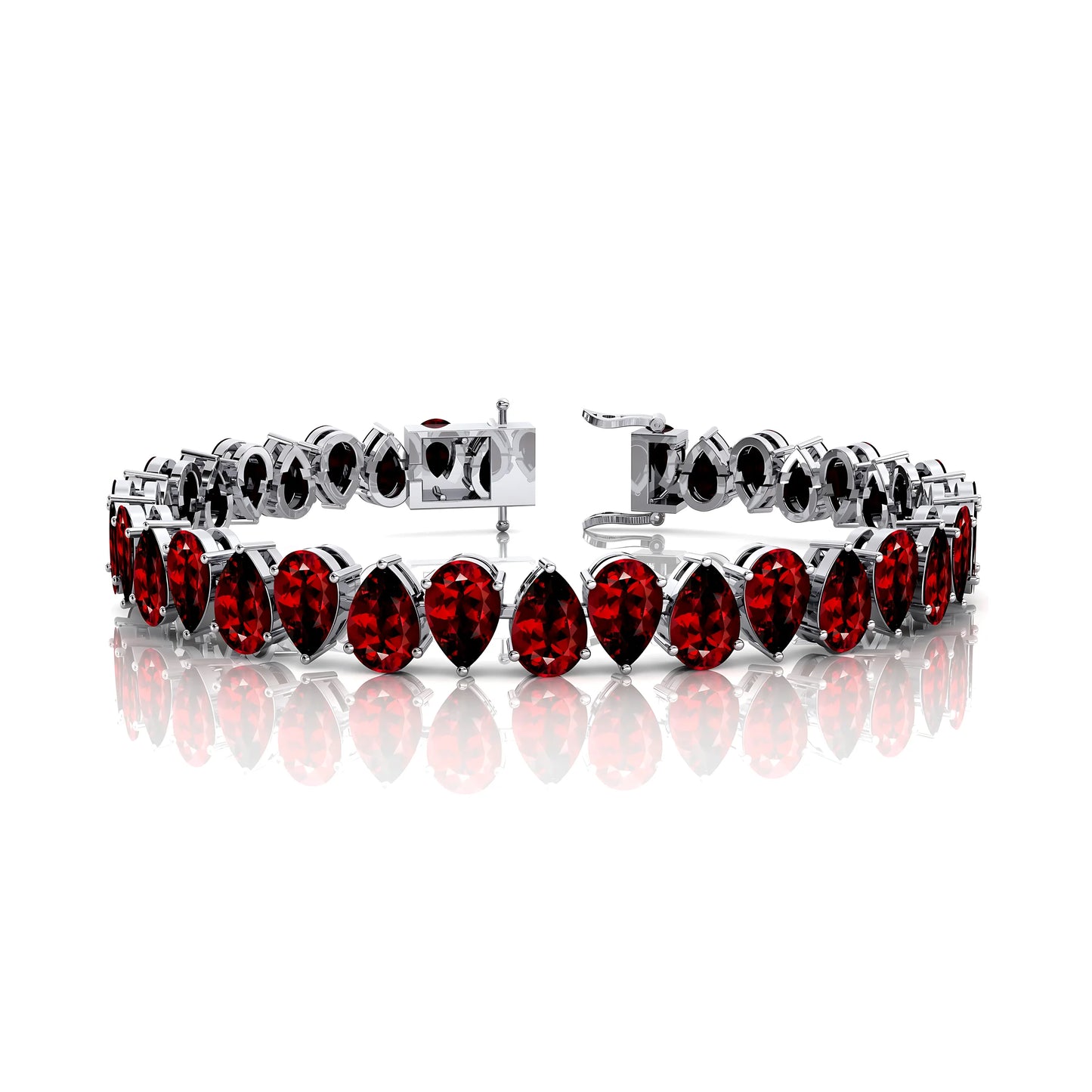 Natural Garnet Pear Shape Gemstone Handmade Tennis Bracelets Designer 14k Gold Fine Jewelry Unique Trendy Tennis Bracelet Gift