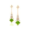 Premium Quality 18K Solid Gold Dangle Drop Earrings Natural Peridot Gemstone Real Diamonds Wedding Party Rhodium Plated Bulk OEM