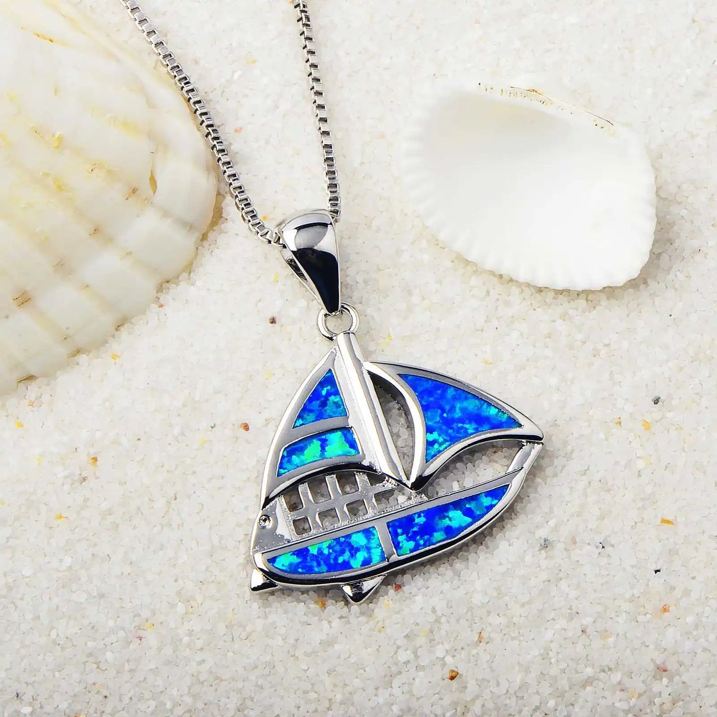Aobao Silver Plated Copper Alloy Opal Minimalist Geometric Necklace
