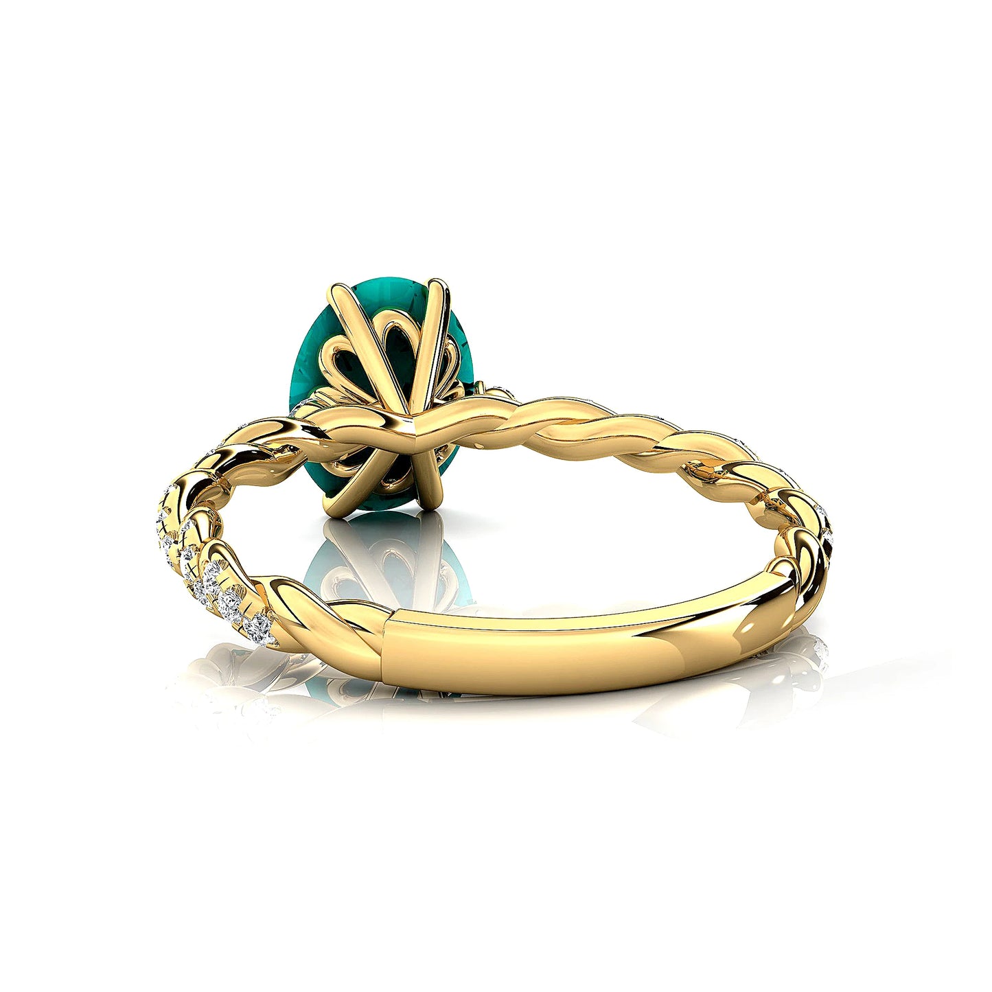 Lab Grown Paraiba Tourmaline Real Diamonds Rhodium Plated Classic Dainty 18k Solid Gold Wedding Bridal Birthstone Ring ODM