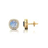 Natural Rainbow Moonstone Cushion Cut Rhodium Plated Push Back Stud Earrings With Real Diamonds 18k Solid Gold Halo Stud Earring