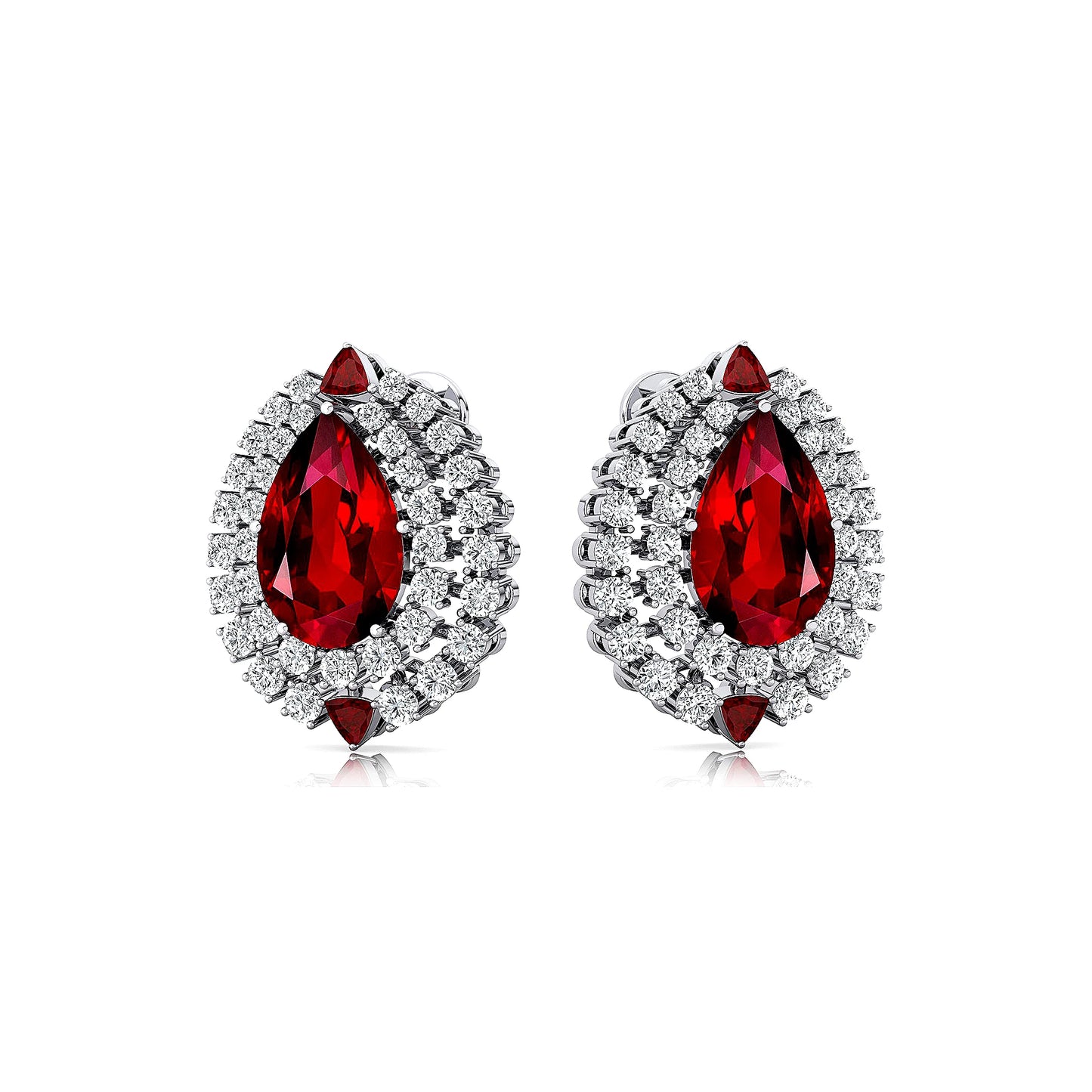 18k Solid Gold Cute Minimalist Halo Stud Earrings Lab Grown Ruby Gemstone Real Diamonds Fine Birthstone Earrings Gift For Wife