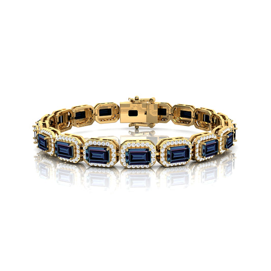 14k Gold 7inch Lab Grown Alexandrite & Diamond Tennis Chain Bracelet Trending Ready To Ship Prong Sett Diamond Tennis Bracelets