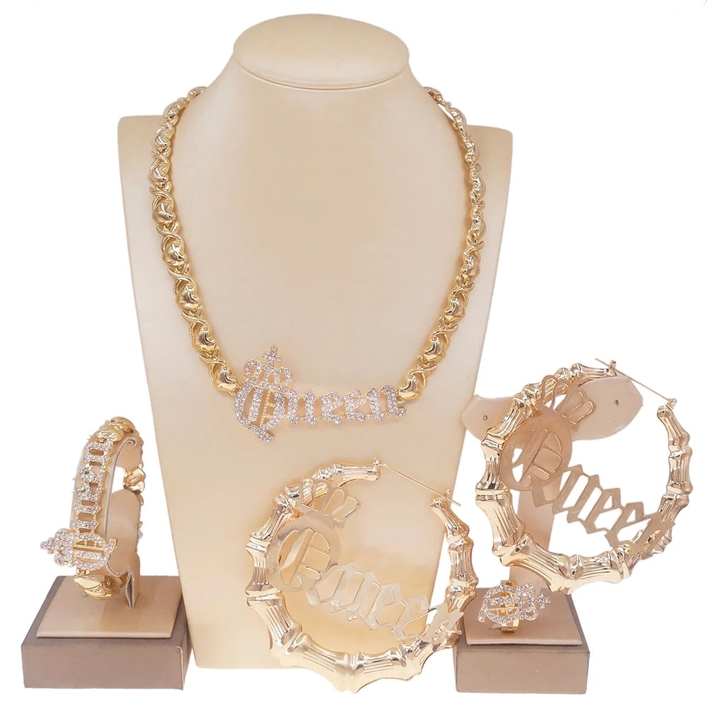 Zhuerrui Fashion Queen I Love You Rhinestone Crown Jewelry Set Indian High Quality Wedding Bridal Prom Zircon Wholesale SetX0133