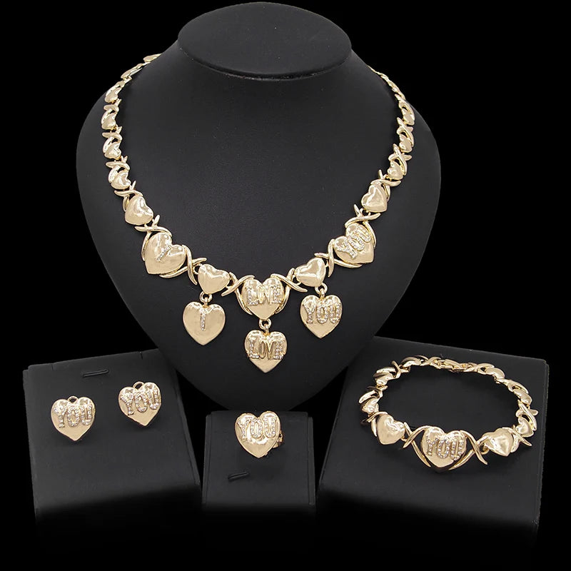 Zhuerrui Changeable Artificial Elegant Costume Bridal Beautiful Jewelry Sets I Love You Hug and Kiss Xoxo Jewelry Set X0059