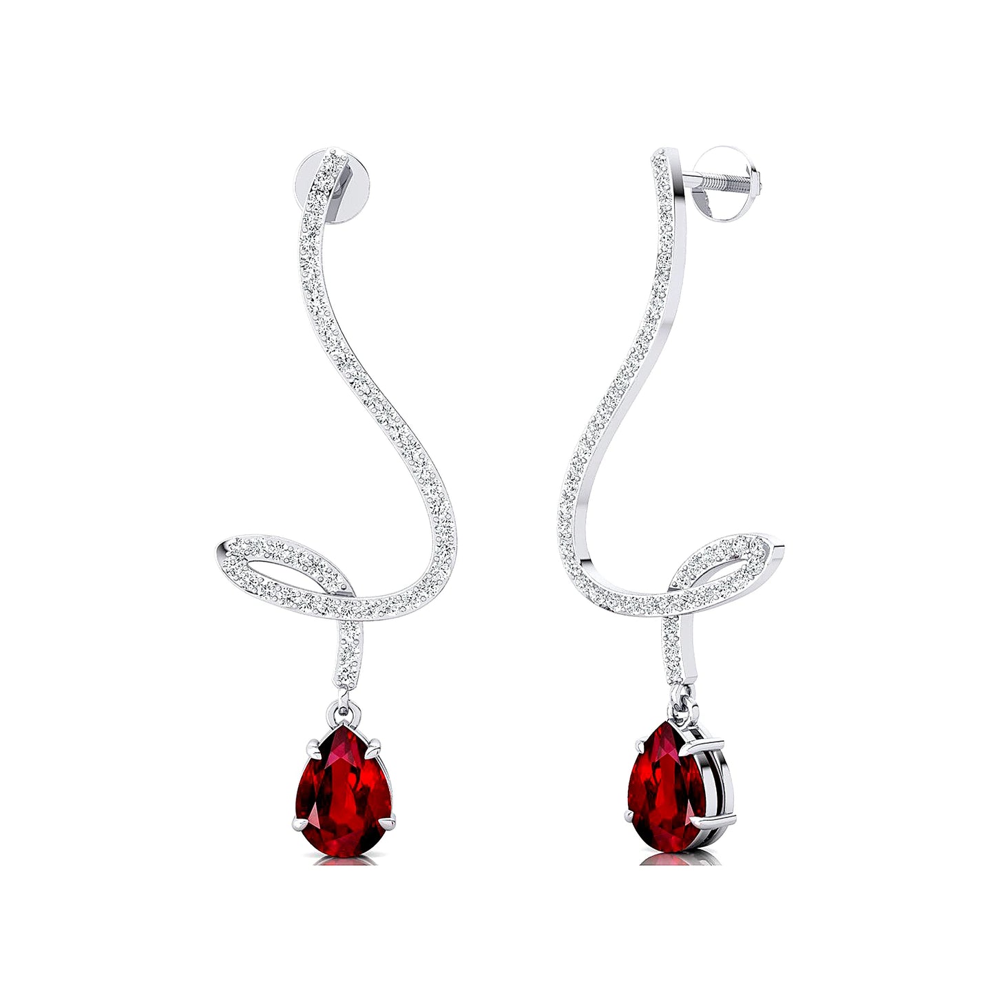 Luxurious Cute Jewelry Lab grown Ruby Gemstone 18k Solid Gold Real Diamonds Dangling Drop Earrings Indian Wedding Gift Jewelry