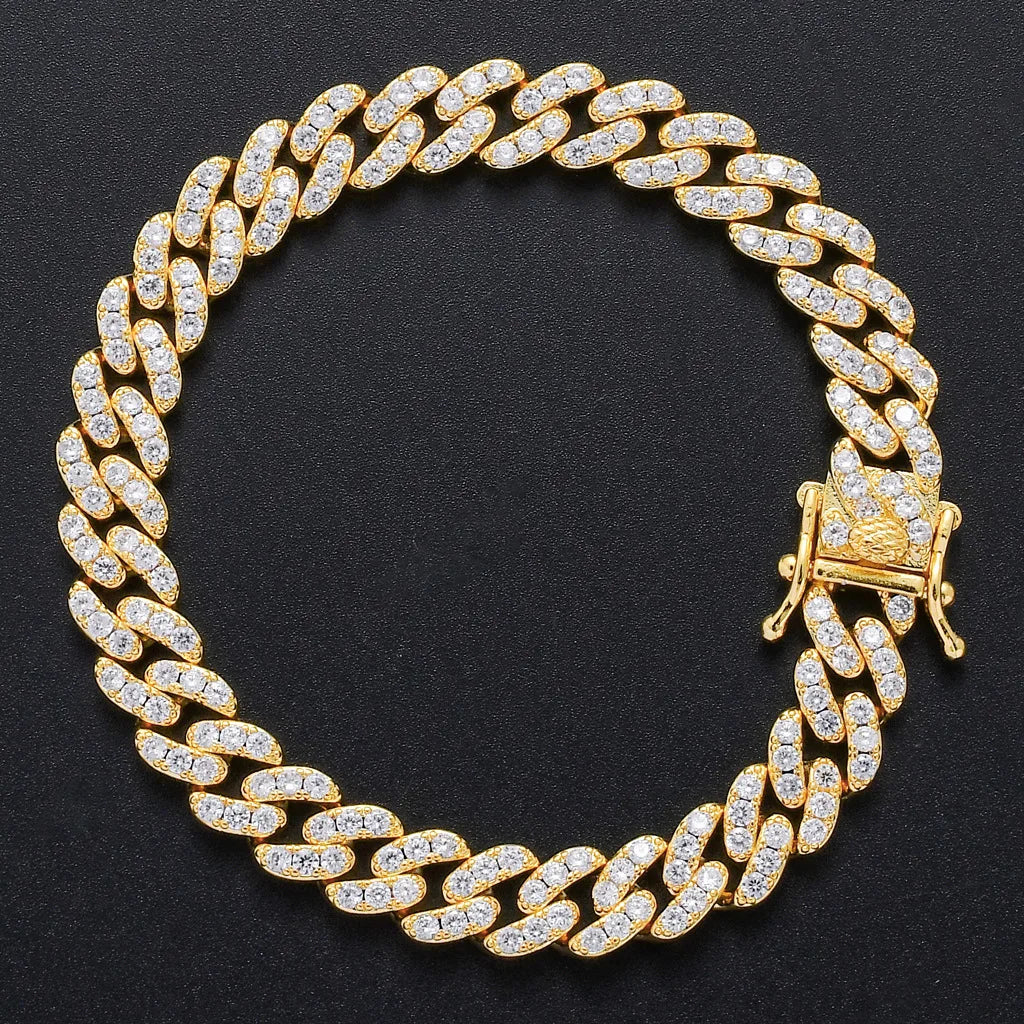9mm Iced Out Cuban Bracelet Single Row 5A Zircon Hip Hop Jewelry for Men Women Fashion Bacelet Wholesale