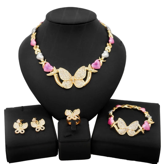 Zhuerrui Wholesale Jewelry Set 18k Gold Butterfly Jewelry Fashion butterfly Necklace butterfly Jewelry Set X0167