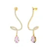 18k Solid Gold Rhodium Plated Dangling Drop Earrings Wedding Jewelry Natural Morganite Gemstone & Real Diamonds Earrings For Her