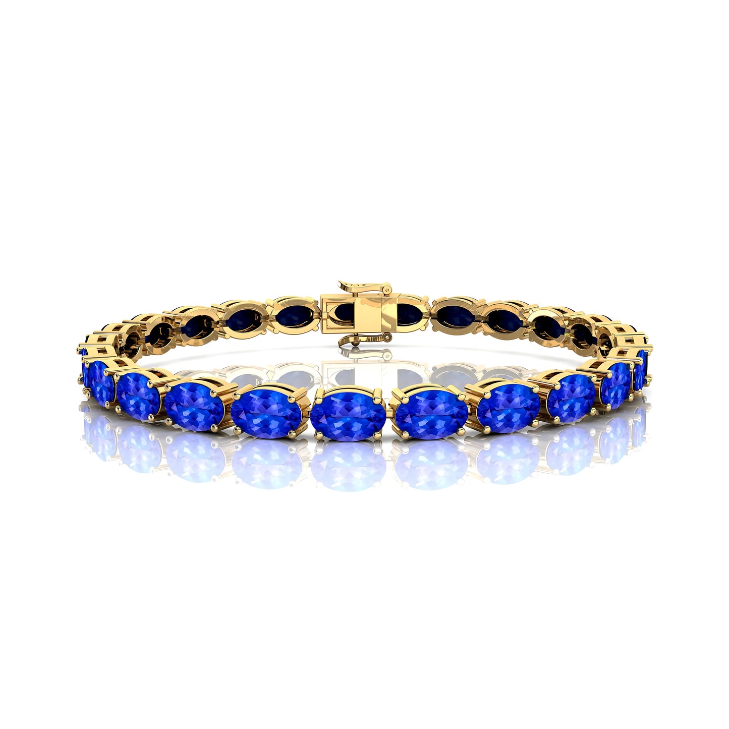 2025 Trendy Design Oval Cut Natural Tanzanite 14k Gold Tennis Bracelets Dainty Elegant Unisexual Tennis Bracelets Wholesaler