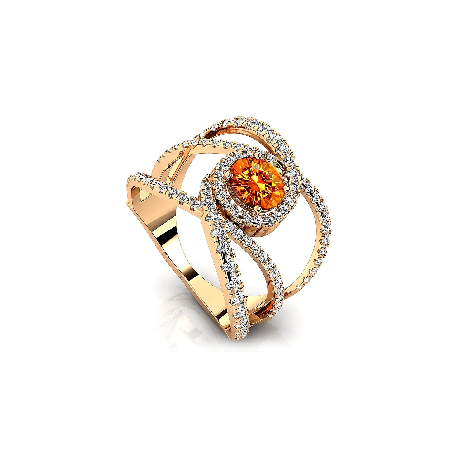 Luxury Hand Crafted 18K Solid Gold Solitaire Rings Natural Citrine Certified Diamonds Rhodium Plated Prong Setting Wedding
