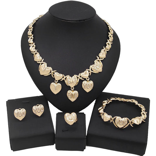 Zhuerrui Changeable Artificial Elegant Costume Bridal Beautiful Jewelry Sets I Love You Hug and Kiss Xoxo Jewelry Set X0059