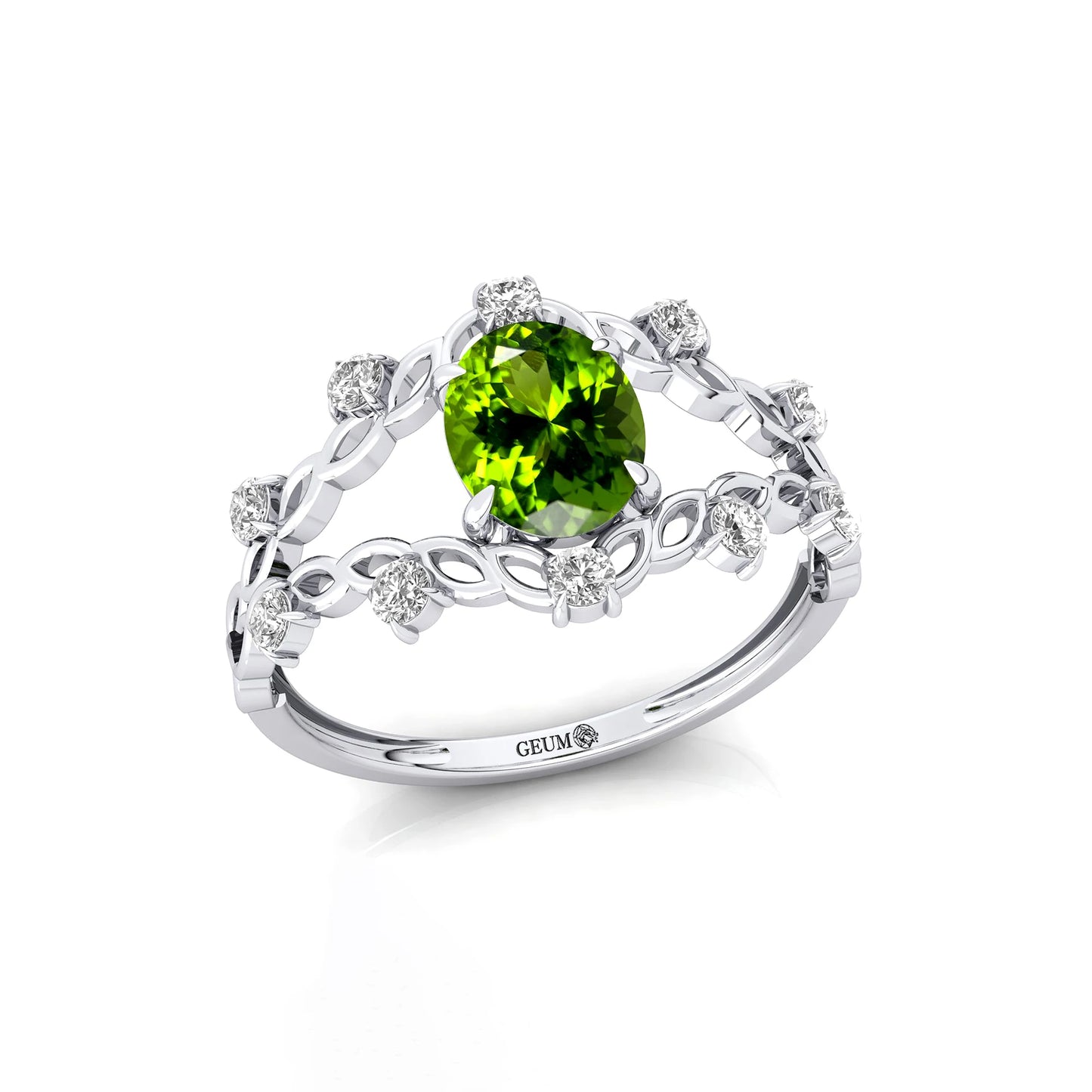 14k Yellow Solid Real Gold Oval Cut 1.35 Green Natural Peridot Gemstone Rings With Natural Diamonds Luxurious Anniversary Rings