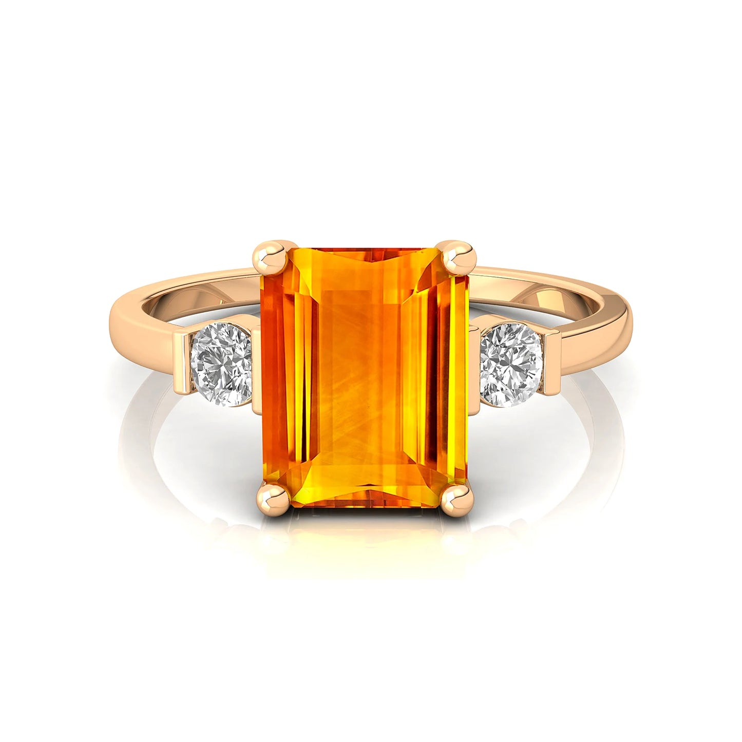 7X9 Emerald Cut Natural Citrine Gemstone 18K Gold Vintage Women's Wedding Ring IGI Certified Engagement Ring OEM Jewelry