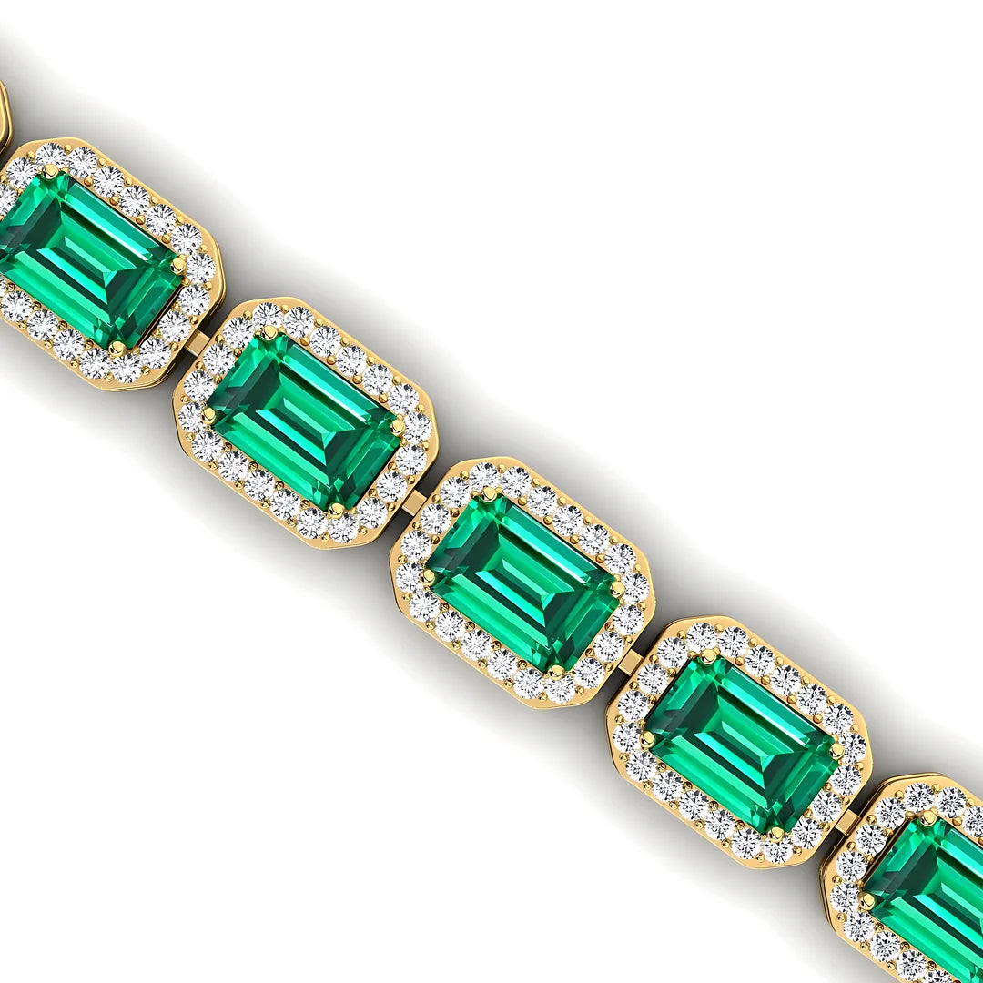 Natural Emerald Gemstone & Real Diamond Studded Luxury Handmade Tennis Bracelet 14k Pure Gold Prong Set Emerald Tennis Bracelets