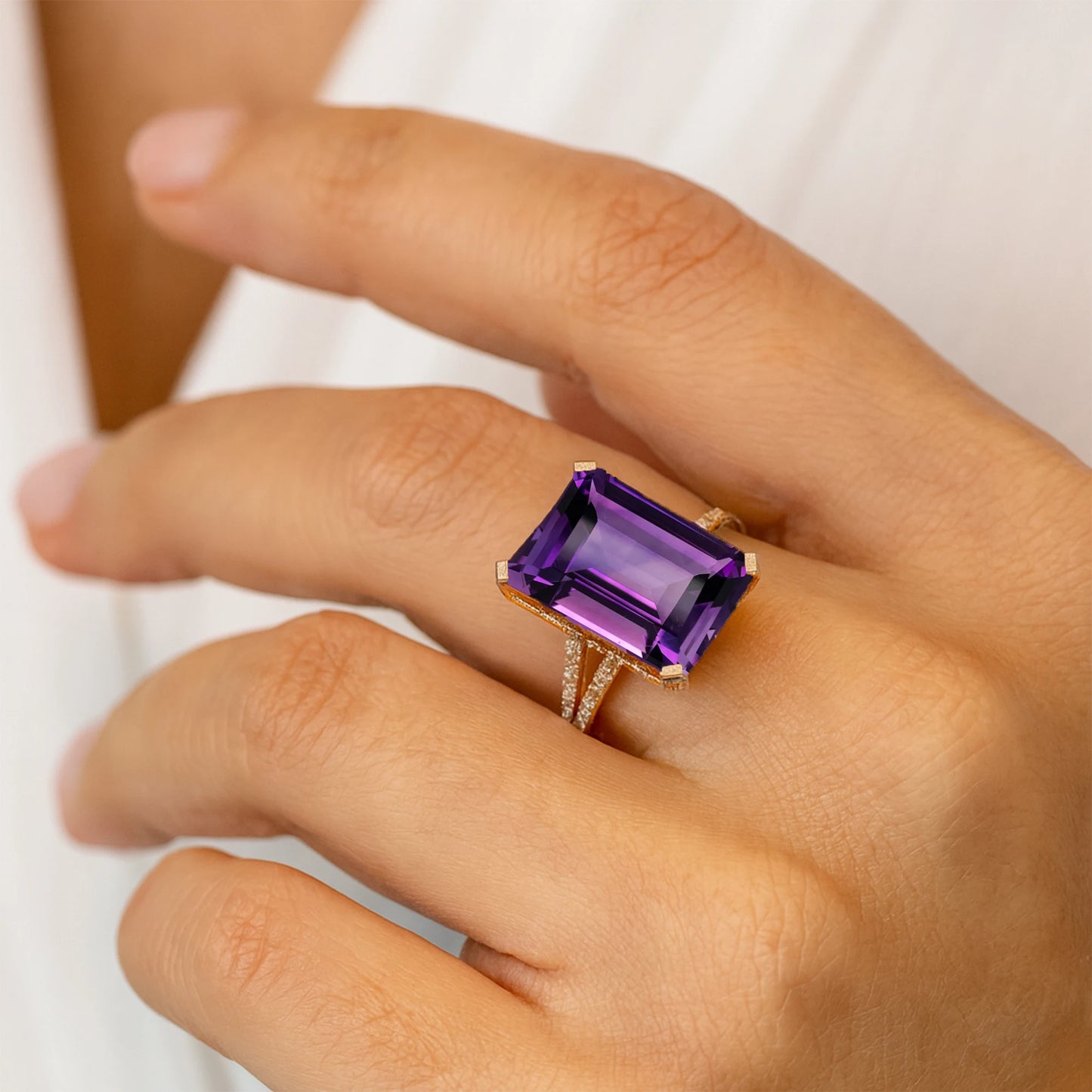 18K Pure Gold Natural Gemstone Round Brilliant Cut Wedding Ring Rhodium Plated Luxury IGI Certificate Jewelry Women