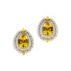 Fine Jewelry Lab Grown Yellow Sapphire Gemstone Diamonds Solitaire Ear Studs 14K Solid Gold Cute Minimalist Gold Stud Earrings