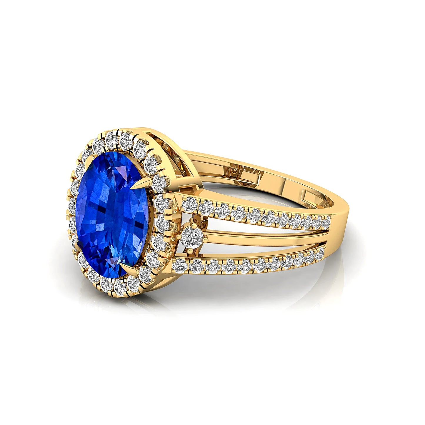 Lab Grown Blue Sapphire Gemstone Luxury Round Cut Diamond 14K Real Gold Ring Fine Jewelry Anniversary Party Valentine Gift Rings