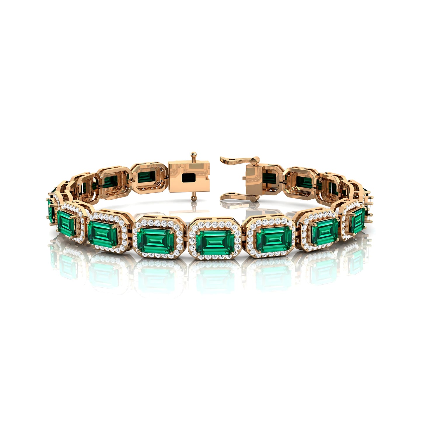 Natural Emerald Gemstone & Real Diamond Studded Luxury Handmade Tennis Bracelet 14k Pure Gold Prong Set Emerald Tennis Bracelets
